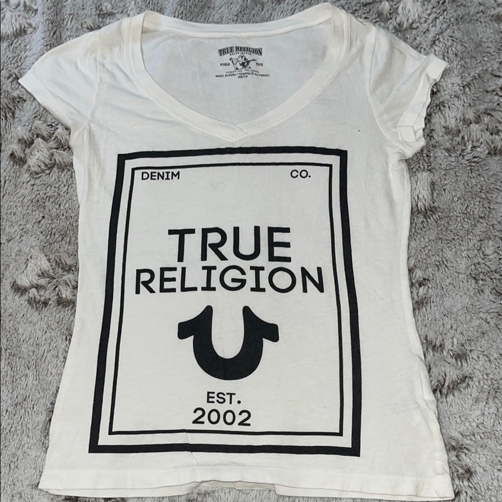 True Religion Fitted White Graphic T-Shirt
